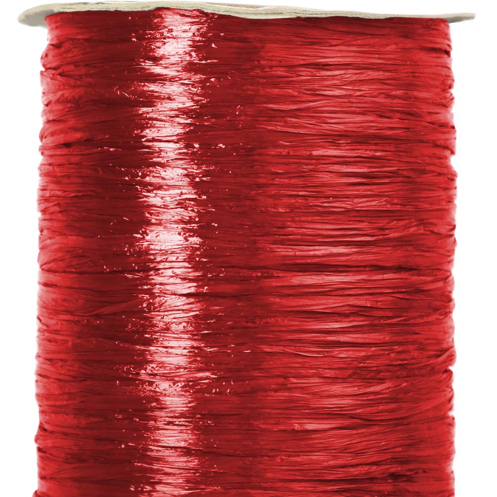 Red Pearlized Raffia Ribbon, 100 yards