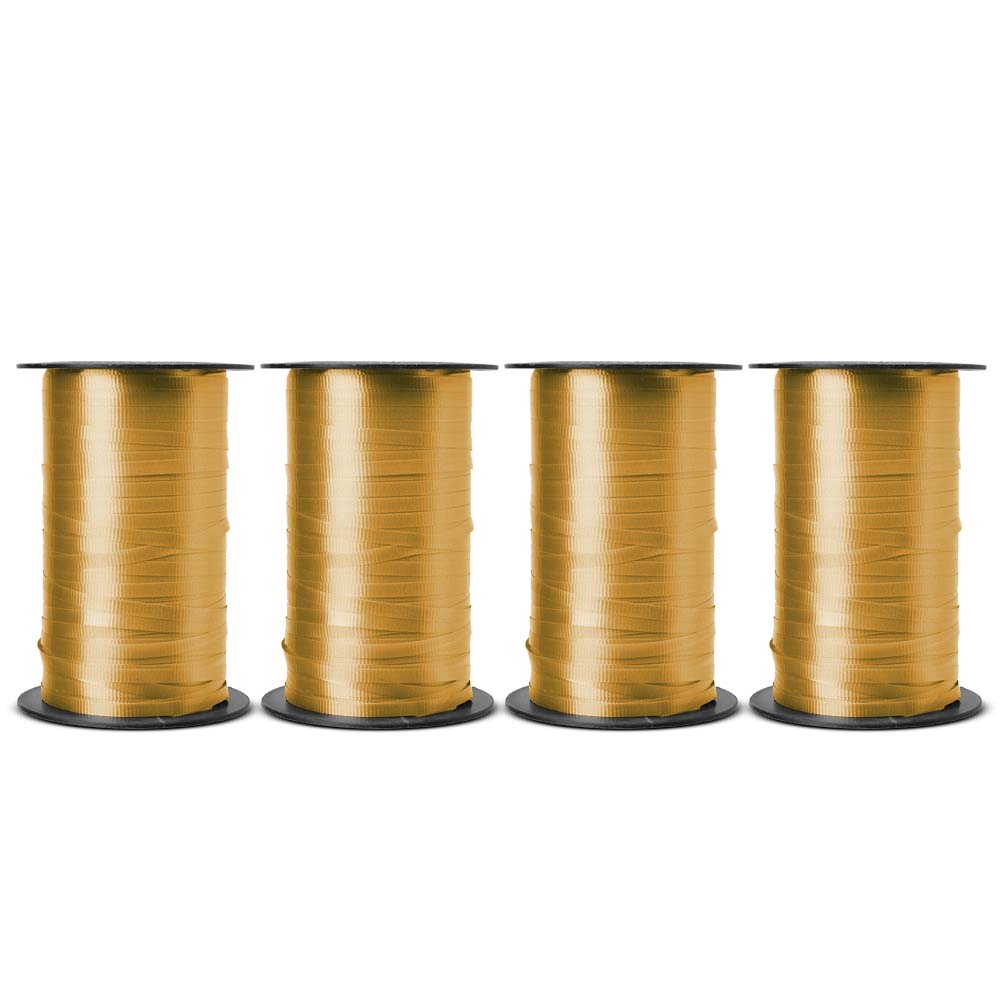 BABCOR Packaging: Holiday Gold Splendorette Curling Ribbon - 3/16 in. x 500  Yards - Bundle of 4 Rolls