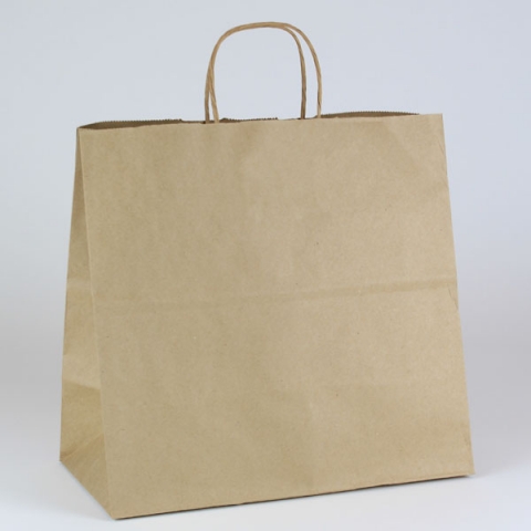 Kraft paper carrier bag with holes and flat paper handles