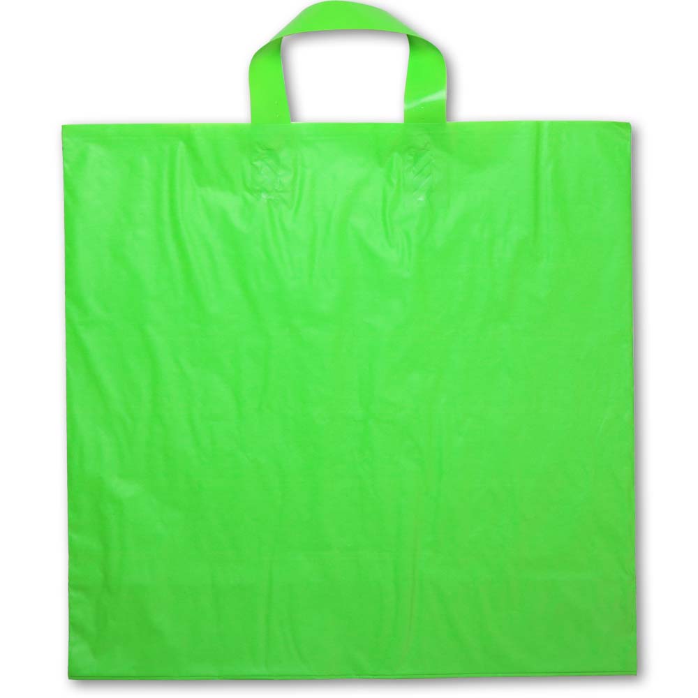 BABCOR Packaging: Red Plastic Ameritote Shopping Bags w. Soft Loop Handle -  12 x 4 x 10 in.
