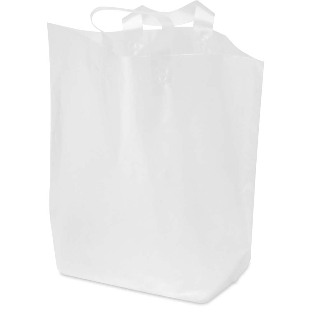 12x10+4 Red Frosted Soft Loop Handle Ameritote Plastic Bags