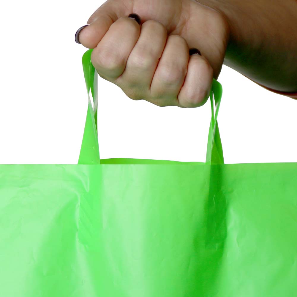 BABCOR Packaging: Clear Frost Plastic Ameritote Shopping Bags w. Soft Loop  Handle - 16 x 6 x 15 in.